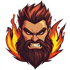 A Furious Bearded Man Surrounded By Flames Is Depicted