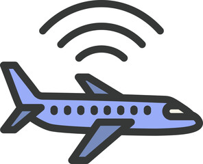Flight Wifi Filled Line Icon