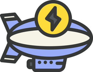 Electric Zeppelin Filled Line Icon © Arif