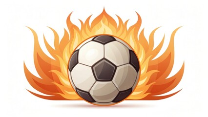 Fototapeta premium A soccer ball surrounded by vibrant flames, symbolizing energy and passion for the sport.