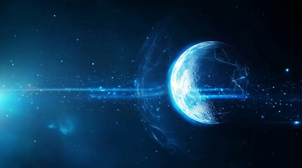 Obraz premium Background of Moon seen from space,sun lights across its surface,stars in night sky,copy space.