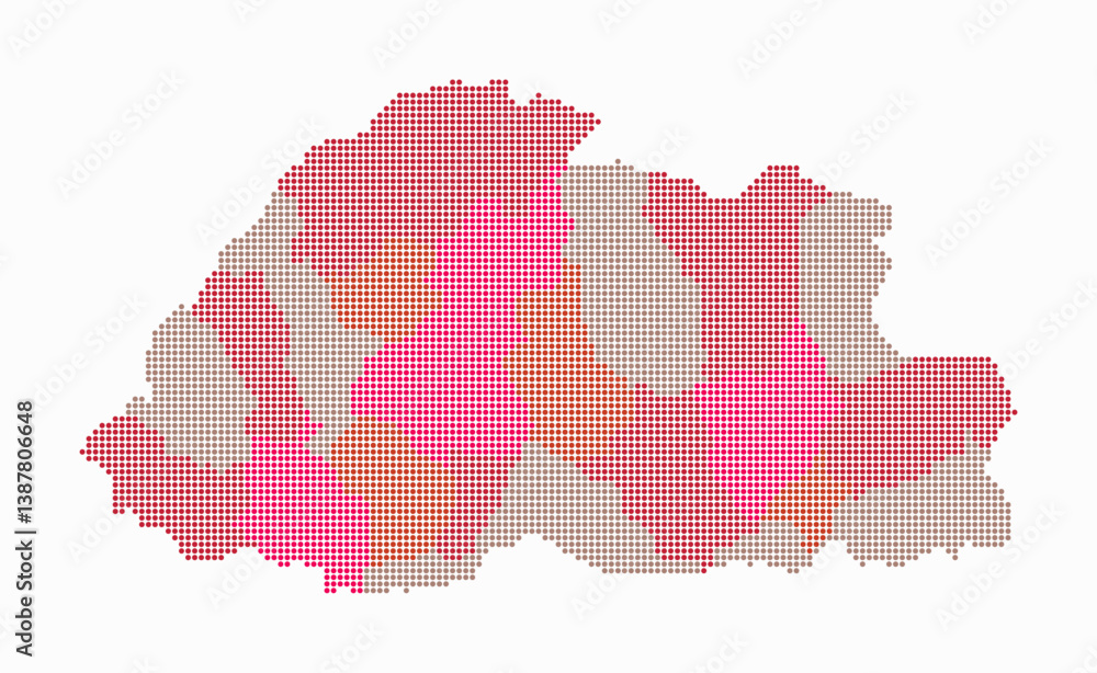 Poster bhutan dotted map. digital style map of the country on white background. bhutan shape with circle do