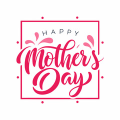 Happy mothers day calligraphy, floral text on white background