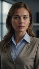 Resilient Grace: Cleaning Lady in a Modern Office, Cinematic Realism