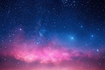 Obraz premium Vibrant night sky with shimmering stars and a gradient of pink to blue hues.