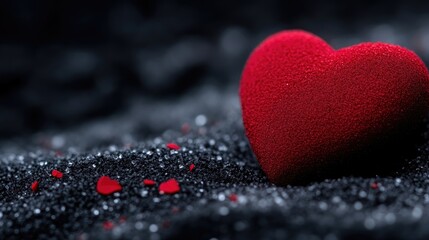 Fototapeta premium Red heart on dark textured surface