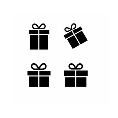 Fototapeta premium set of gift boxes vector black silhouette icons isolated on white background