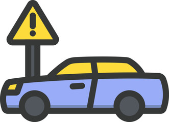 Road Caution Filled Line Icon
