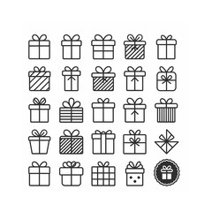 Set of gift box black silhouette icons isolated on white background