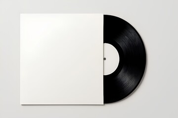 Vinyl Record Partially Revealed from Plain White Sleeve Mockup