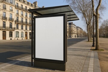Street Billboard Mockup with Classic European City Architecture