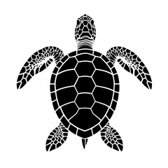 Fototapeta premium Sea black turtle on transparent background symbolizing longevity and tranquility in a striking silhouette illustration with empty space for text. Earth Day and Nature Protection concept