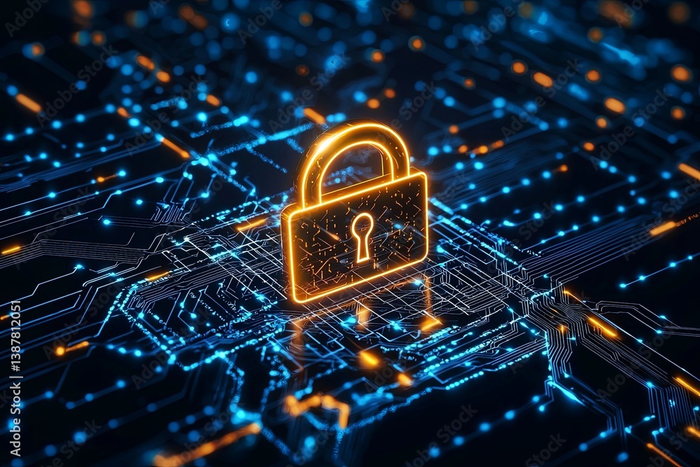 Poster safeguarding digital assets: robust cyber security shields protect sensitive business and personal d