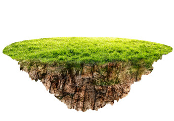 green grass island on white background