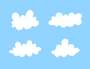 Cute and Simple White Cloud Element in Flat Vector Style for Kids and Nature Themes