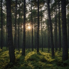 Naklejka premium The Tree Line That Moves – Every week, the edge of the forest seems to shift slightly, as if creeping forward one root at a time.