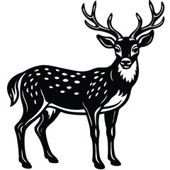 Adobe IllustrBlack deer silhouette on white background. Deer silhouette vector. Animal silhouette. Deer vector Illustration.ator Artwork
