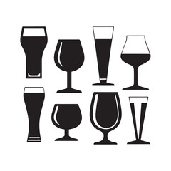set of wine glasses vector