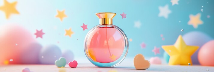 Obraz premium Colorful 3D Perfume Bottle Designed for Kids with Playful Elements