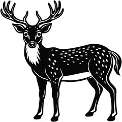 Adobe IllustrBlack deer silhouette on white background. Deer silhouette vector. Animal silhouette. Deer vector Illustration.ator Artwork