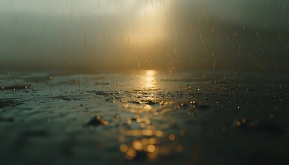 Rainy Sunset on Pavement