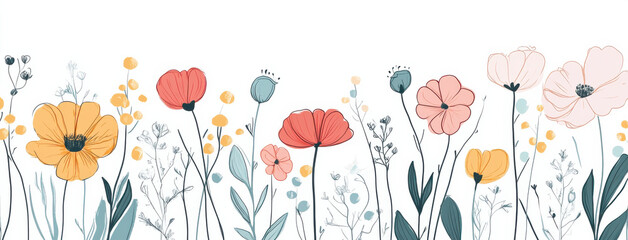 Colorful flowers in whimsical arrangement create cheerful and vibrant atmosphere, showcasing various shapes and sizes that evoke sense of joy and beauty