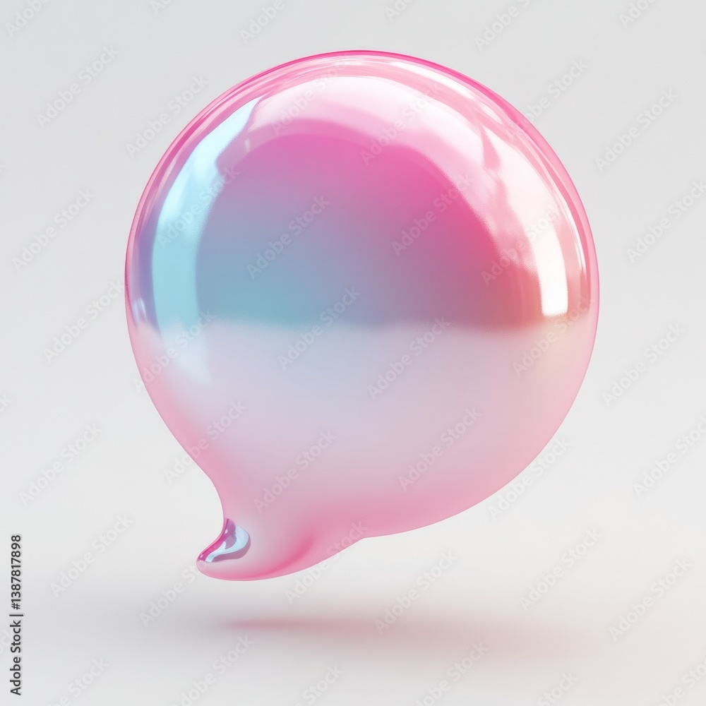 Poster glossy 3d speech bubble with soft pastel gradient effect