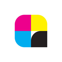 Q letter with CMYK color logo design vector