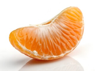 Fresh peeled tangerine segments on a white background with juicy orange slices, perfect for a healthy, tropical snack