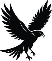 Flying Hawk Silhouette Vector & Majestic Bird Icon