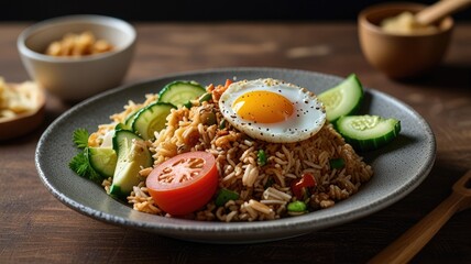 illustrations of Colorful Shrimp Fried Rice with Fresh Vegetables
