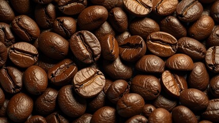 illustration of Close-up of roasted coffee beans.