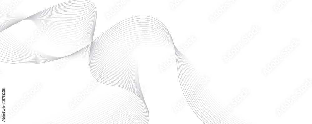Poster abstract gray wave dynamic curve lines on transparent background with flowing particles. digital ene