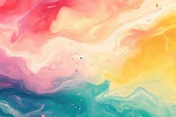 Abstract fluid art painting with vibrant pastel colors blending in a mesmerizing swirl.