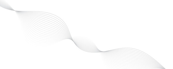 Abstract gray wave dynamic curve lines on transparent background with flowing particles. Digital energy waves technology concept. Modern backdrop design for business, presentation, banner.