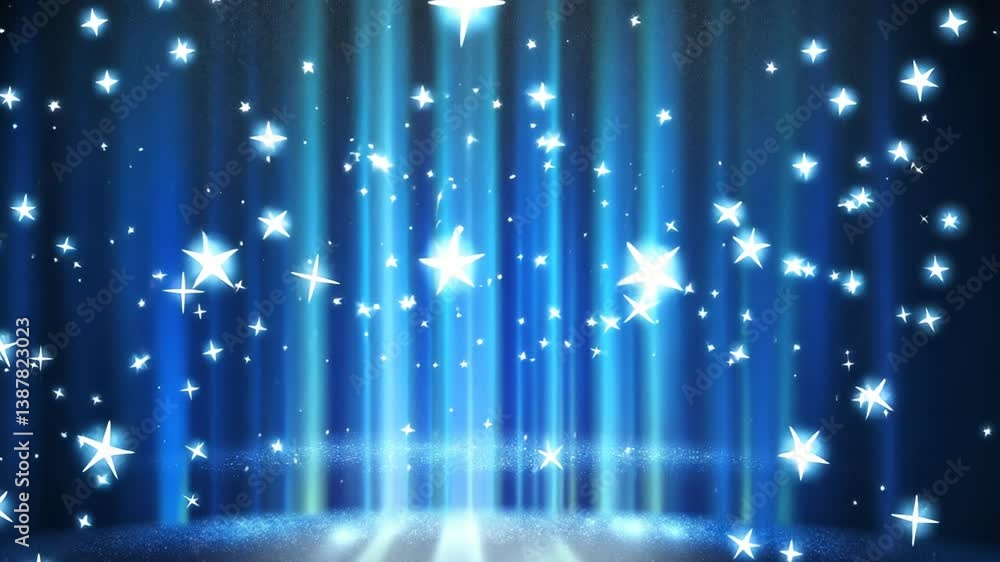 Poster illuminated blue background with starry graphic effects for messages generative ai
