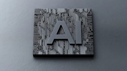 Abstract Technology Background with AI Circuit Design in Gray