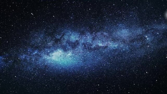 Galaxy space background camera flying through the galaxy and nebula.