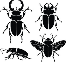 Beetle Vector Silhouette | Creepy Crawly Bug and Wildlife Design