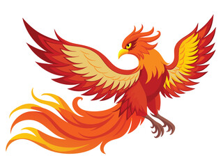 Fototapeta premium Red phoenix and flying vector illustration with feathers and wings