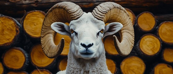Ram in Wood Background