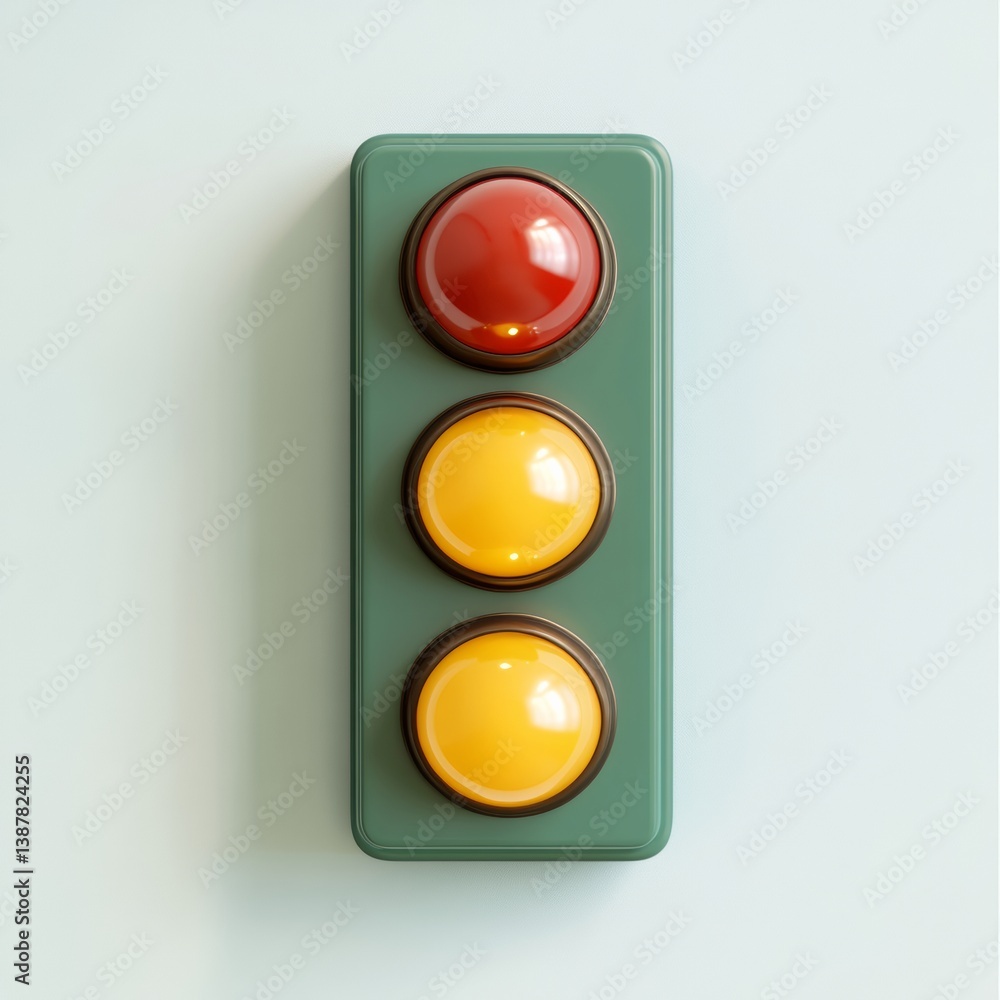 Poster playful 3d stoplight design with exaggerated colorful buttons