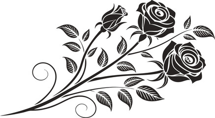 Set of Rose Flowers Vector illustration silhouette image 