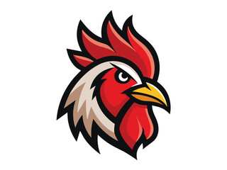 Cute cartoon rooster head, a vector illustration of farm poultry