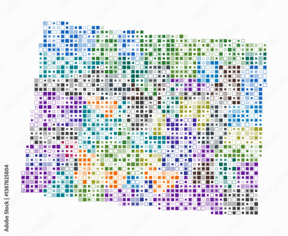Poster colorado, shape of the state build of colored cells. digital style map of the colorado on white back