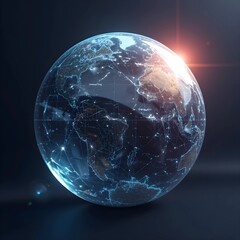 Obraz premium Space planets are displayed as 3D holograms