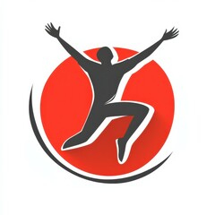 Dynamic celebration of movement and joy with a stylized figure against a vibrant backdrop