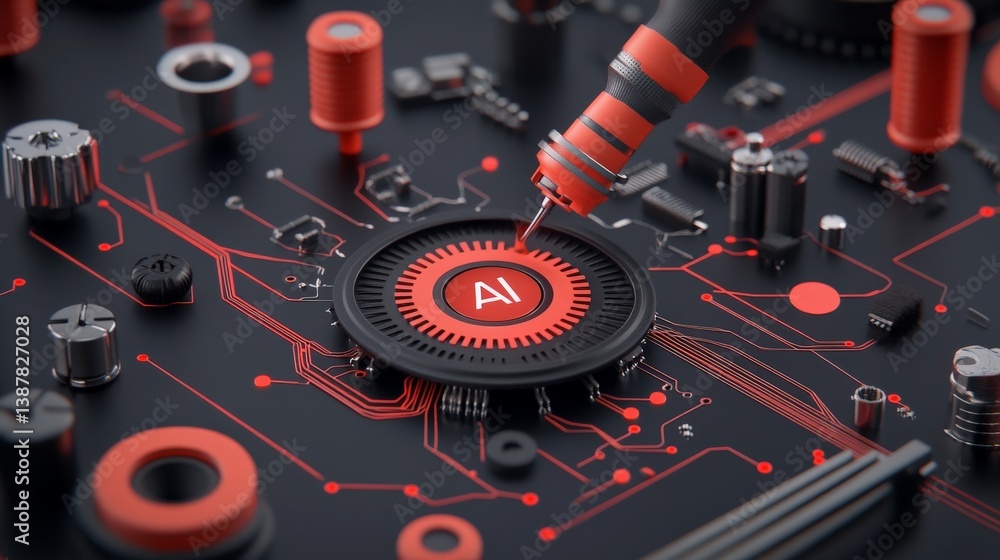 Aufkleber futuristic circuit board design with ai concept elements