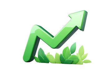 Green Growth Arrow on transparent background
