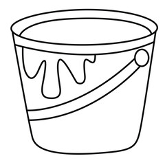 Cute cartoon hand drawn vector paint of bucket coloring page.